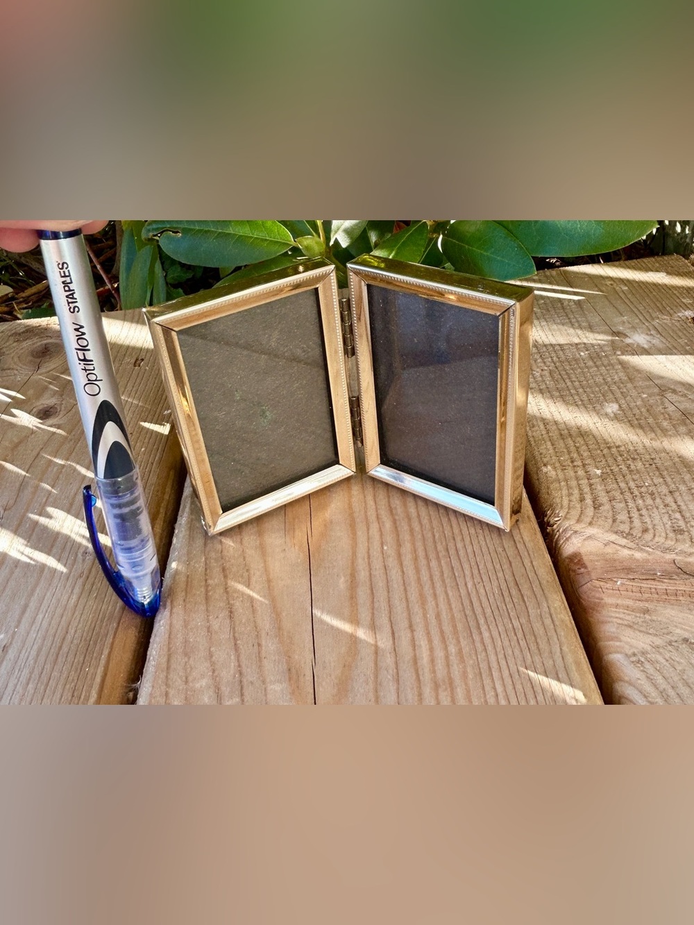 Vintage Mini Bifold Gold Picture Frames • 2x3